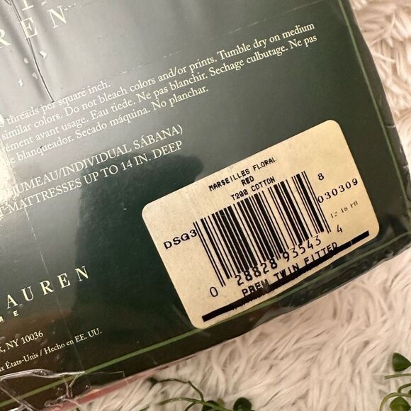 LAUREN Ralph Lauren Marseilles‎ Floral Red Twin Premium Fitted Sheet Vintage New - Picture 5 of 6